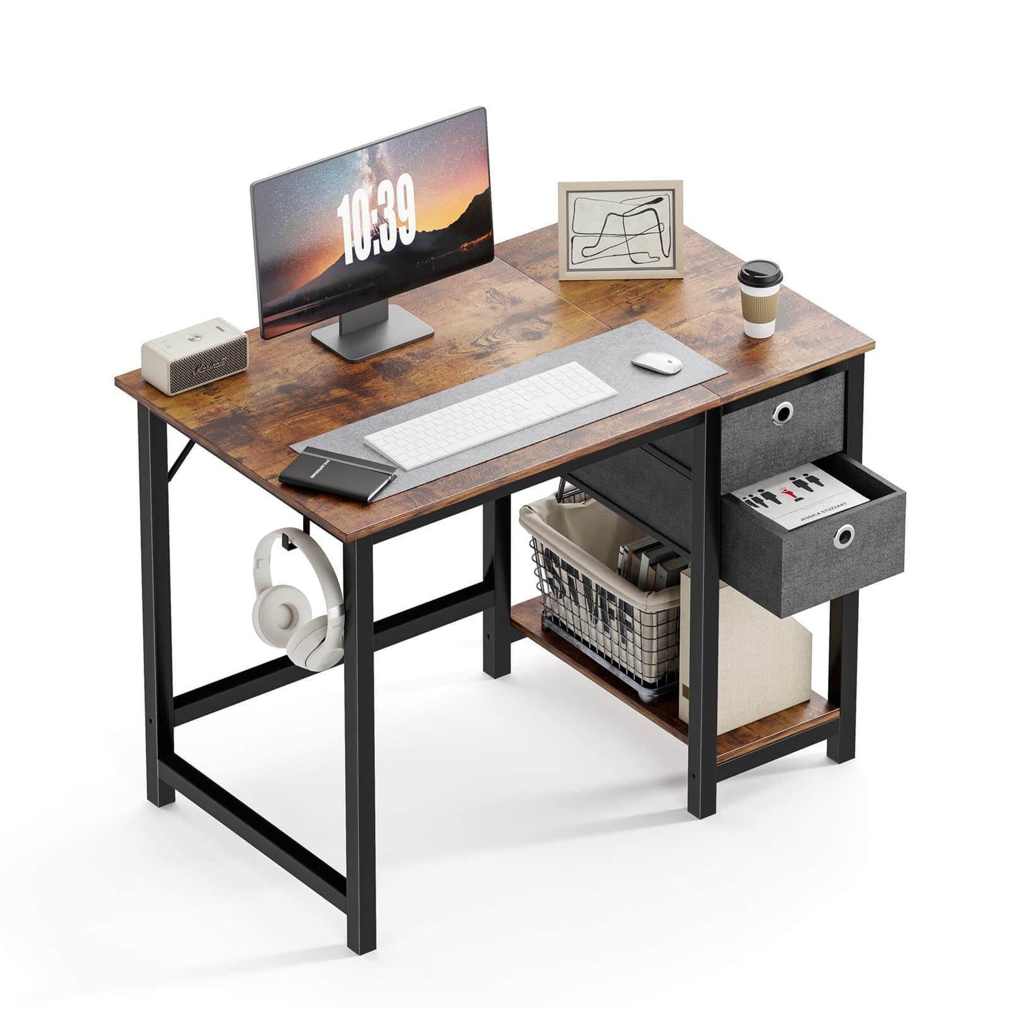 Vintage Rustic Writing Desk with Ample Storage Space and Stylish Design