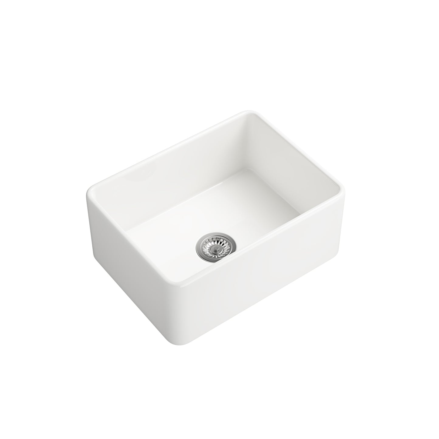 Deep White Farmhouse Sink with High Gloss Glaze