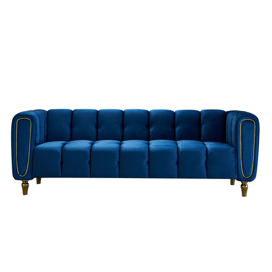 Modern Velvet Sofa 83.07 inch for Living Room Blue Color