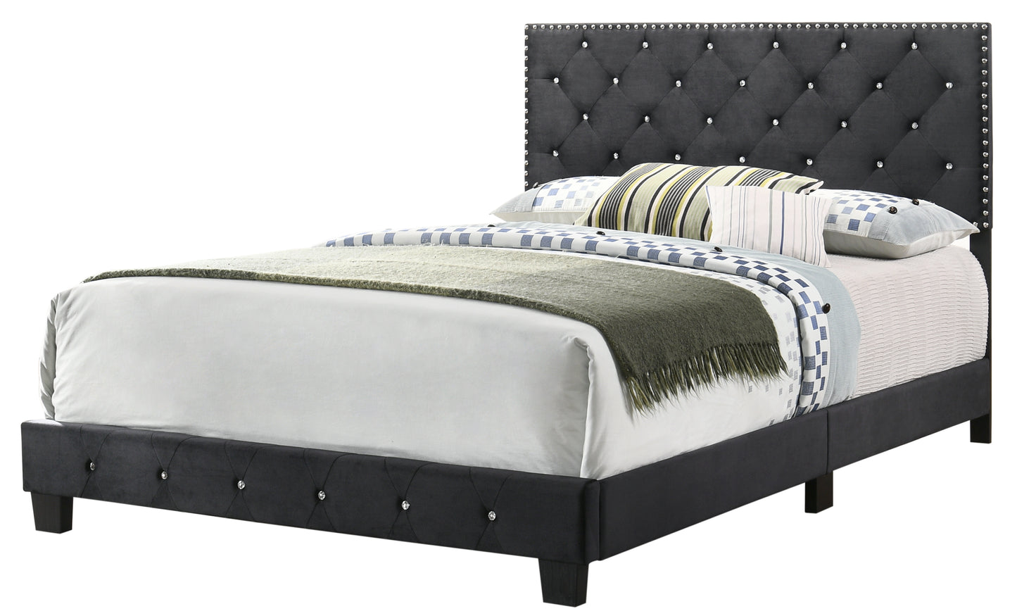 Suffolk G1407-QB-UP Queen Bed , BLACK