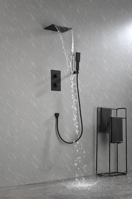 Luxurious Wall-Mounted Waterfall Shower System with Handheld Shower