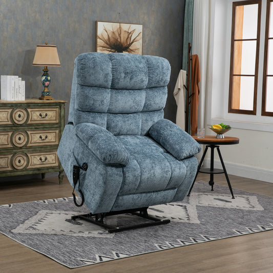 Large Blue Power Lift Recliner Chair with Massage and Heat