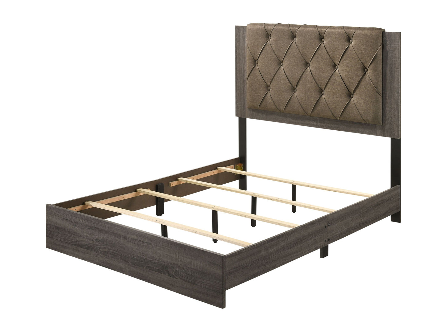 Avantika Queen Bed, Fabric & Rustic Gray Oak 27680Q