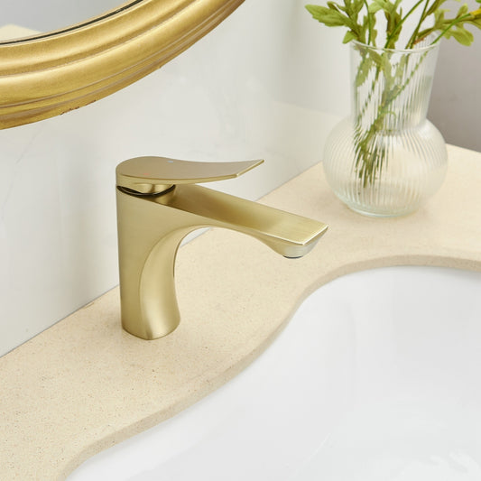 Luxurious Brushed Gold Bathroom Faucet with Single Handle