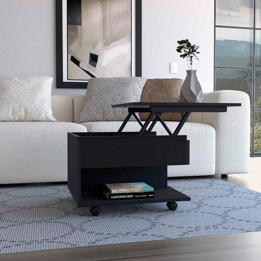 Mercuri Lift Top Coffee Table with Casters, Black Wengue Finish