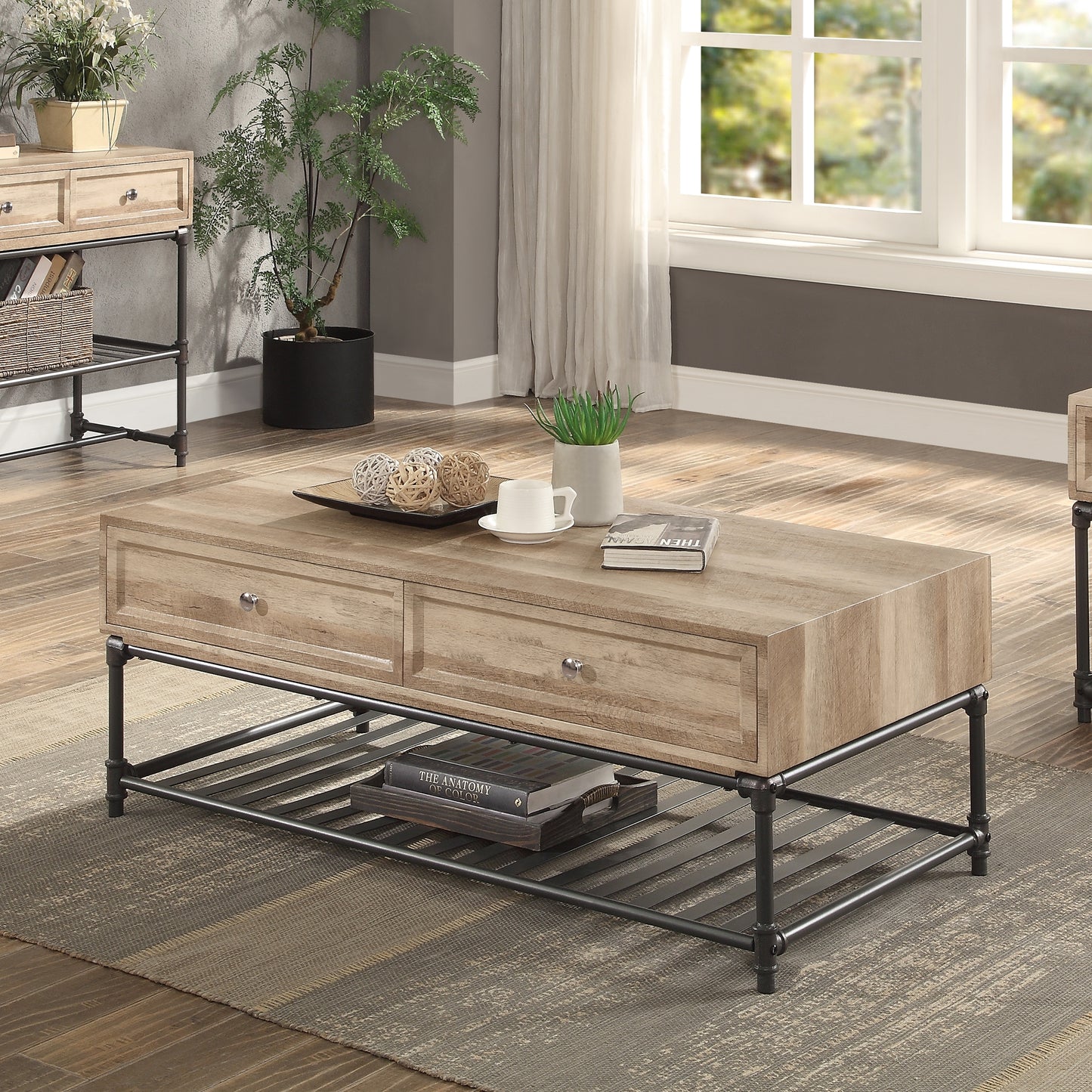 Brantley Coffee Table with Oak & Sandy Black Finish LV00748