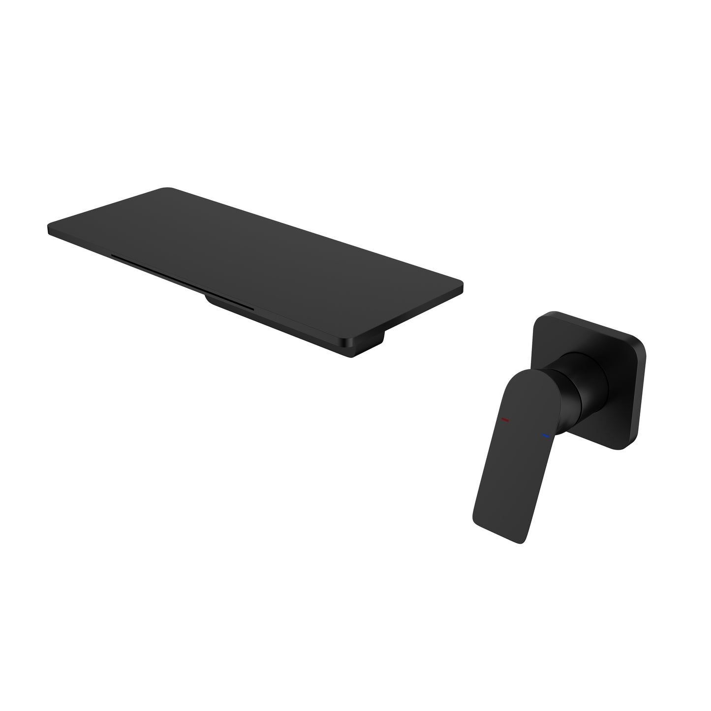 Matte Black Wall-Mounted Bathroom Faucet with Waterfall Spout