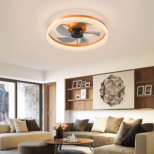 Modern Orange Ceiling Fans with Dimmable LED Lights