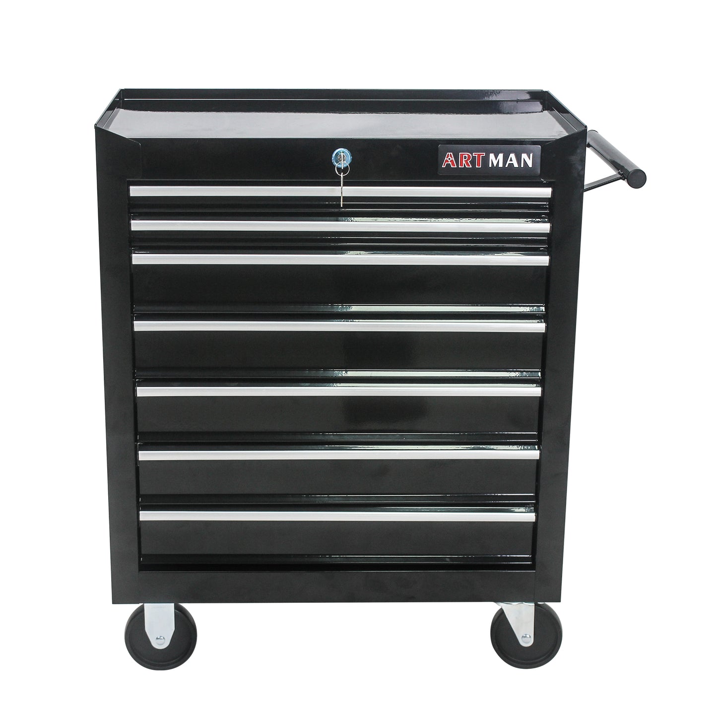 7 DRAWERS MULTIFUNCTIONAL TOOL CART WITH WHEELS-BLACK