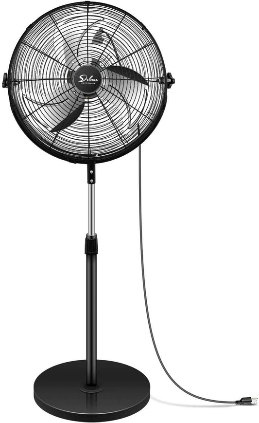 Heavy-Duty 20 Inch Pedestal Standing Fan for Industrial, Commercial, and Residential Use - Black