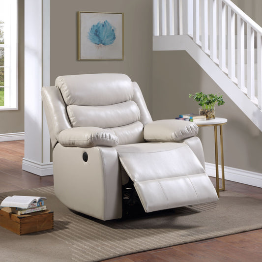 Eilbra Power Recliner in Beige Faux Leather - Ultimate Relaxation Recliner