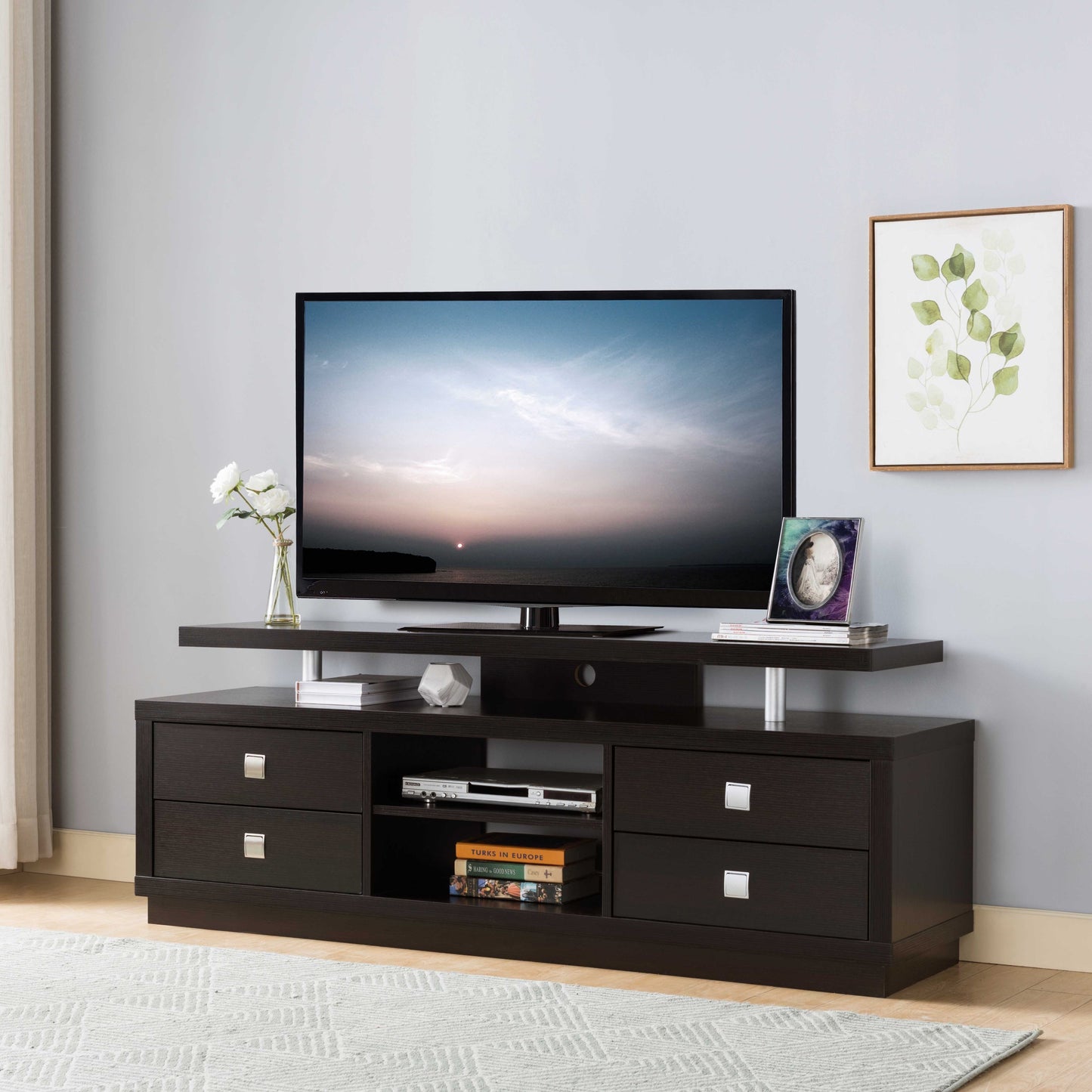 Red Cocoa TV Stand with Spacious Storage Options