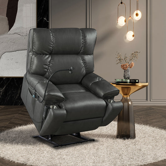 Electric Power Lift Recliner Chair with Phone Holder, Massage, Heat, and Convenient Features for Seniors