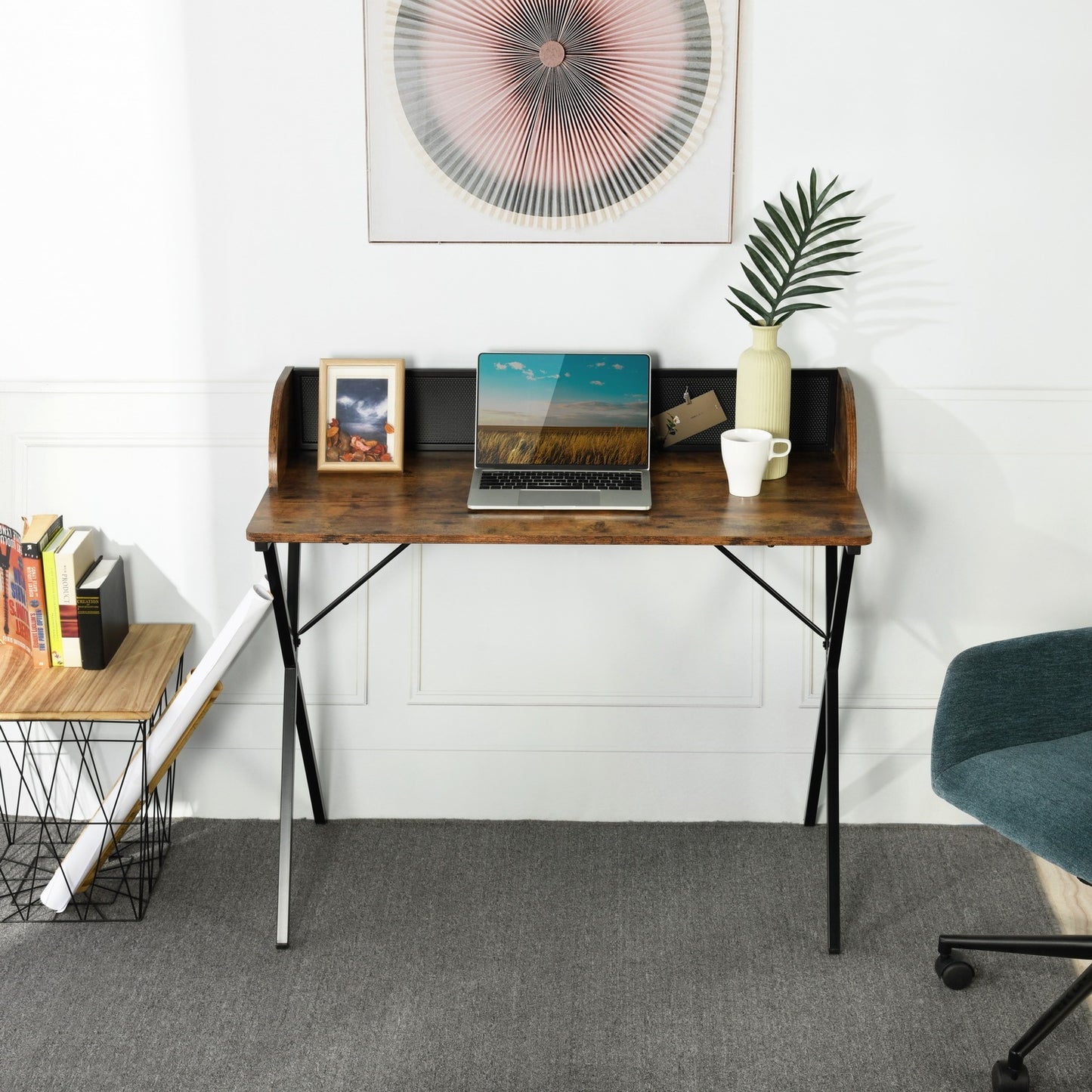 Rectangular Black Computer Desk with Sturdy Metal Legs