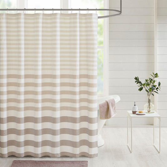 Striped Blended Yarn Dyed Woven Shower Curtain by Madison Park Aviana