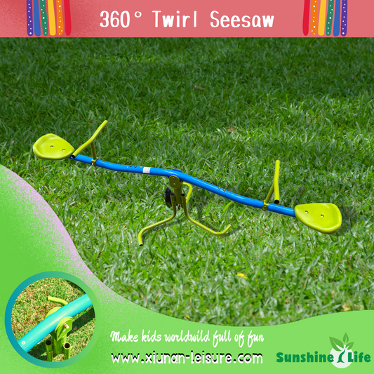 360° Swivel Seesaw for Kids - Green and Blue, Age 3+