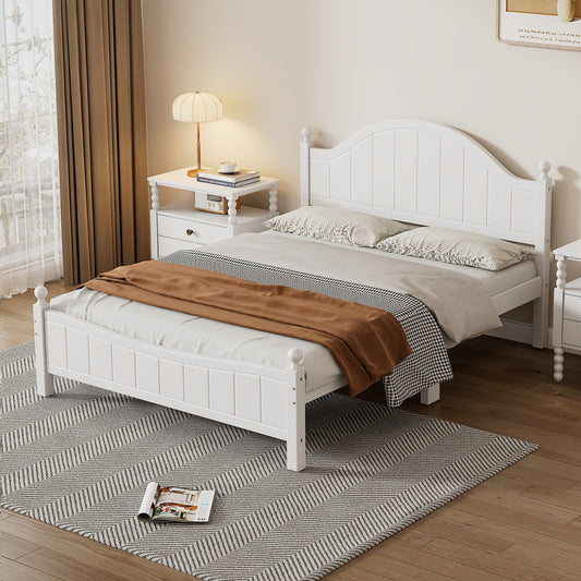 Traditional Concise Style White Solid Wood Platform Bed, No Need Box Spring, Queen (Old sku:BS295901AAA)