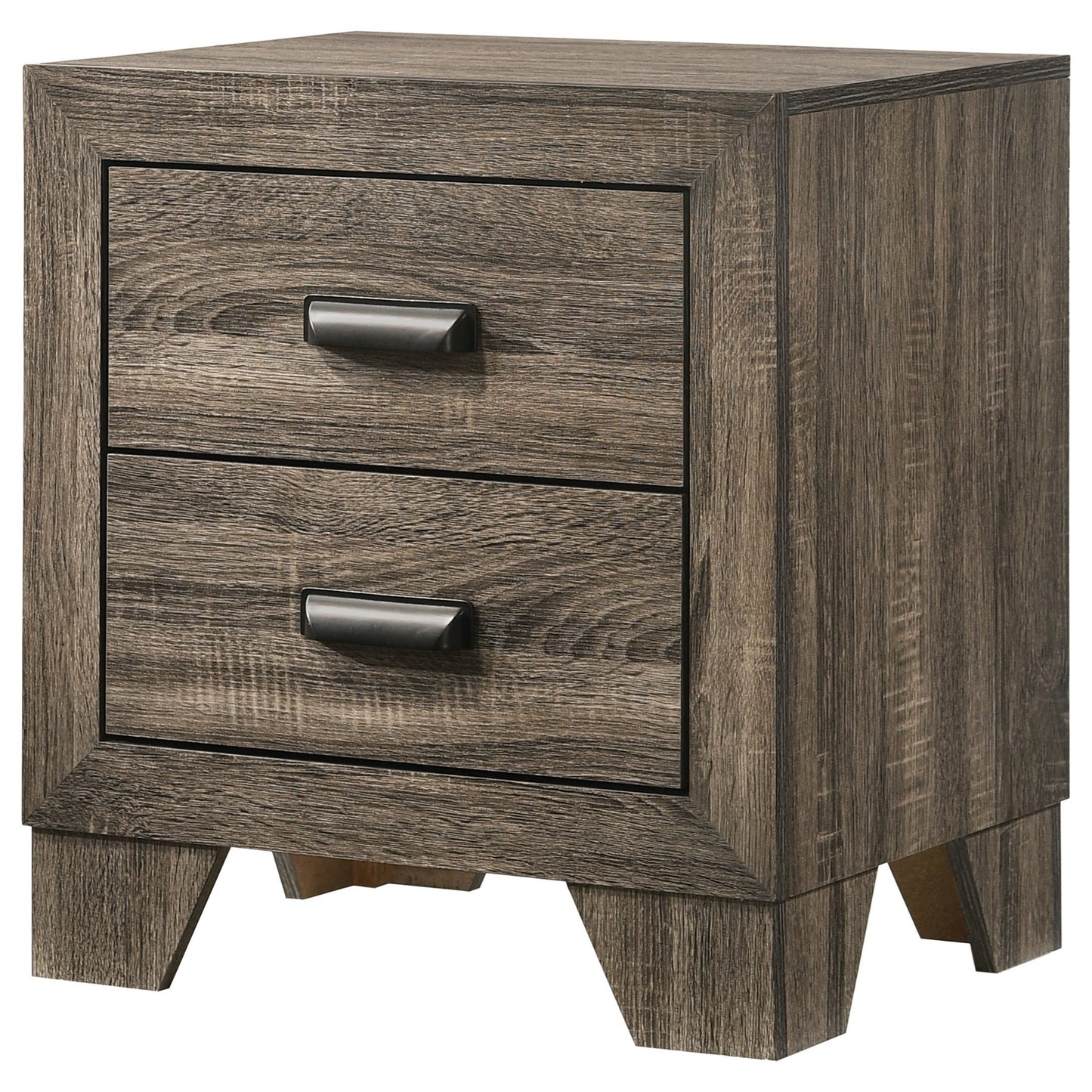 1pc Transitional 2-Drawer Nightstand with Metal Hardware Rustic Gray Finish Bedroom Furniture