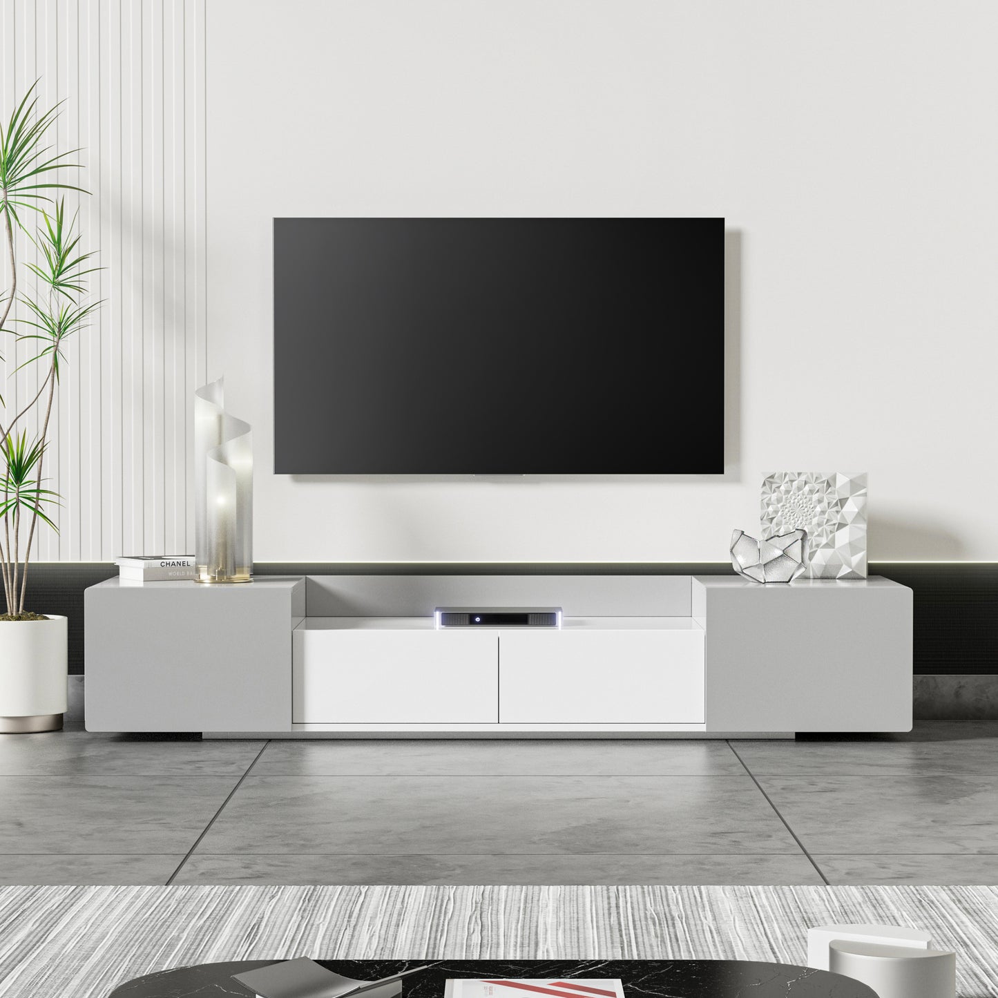 Contemporary TV Console with Spacious Storage and Sleek Design