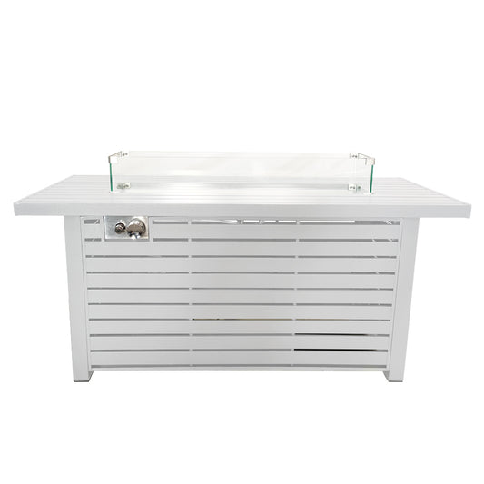 24 H Modern White Outdoor Fire Pit Table with Glass Shield