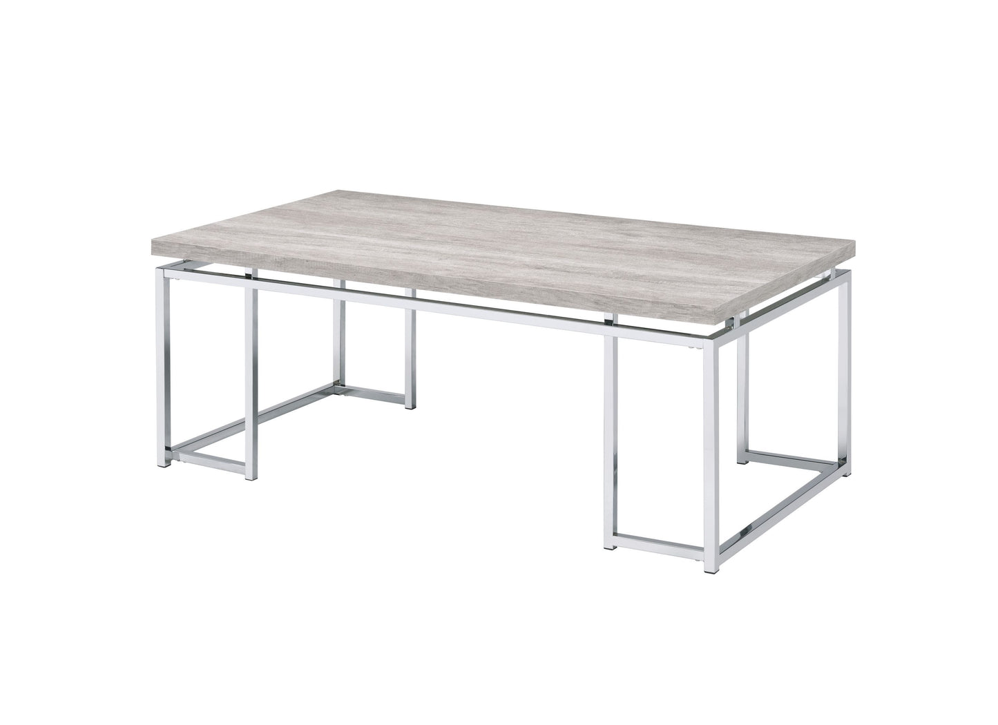 Chafik Contemporary Coffee Table in Natural Oak & Chrome