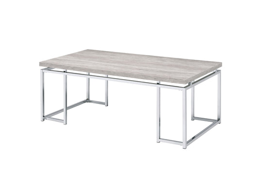 Chafik Contemporary Coffee Table in Natural Oak & Chrome