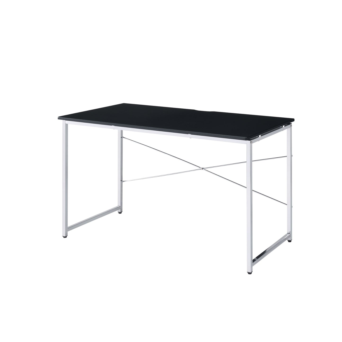 Sleek Black Writing Desk with Elegant X-Shape Cross Bar