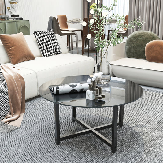 Elevate Your Living Room with this Stylish Whole Black Glass Coffee Table