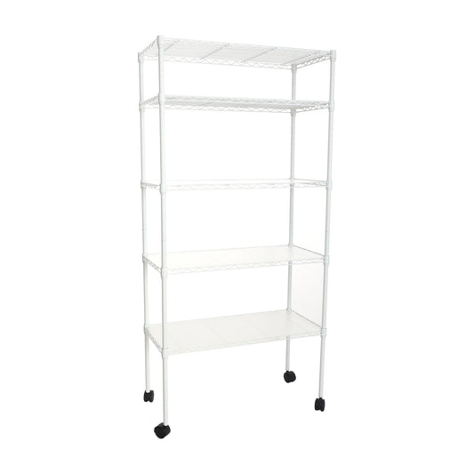 5 Tier Shelf Wire Shelving Unit, NSF Heavy Duty Wire Shelf Metal Large Storage Shelves Height Adjustable Utility for Garage Kitchen Office Commercial Shelving Steel Layer Shelf - White