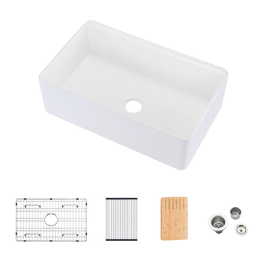 Functional and Stylish Fireclay Farmhouse Kitchen Sink Set