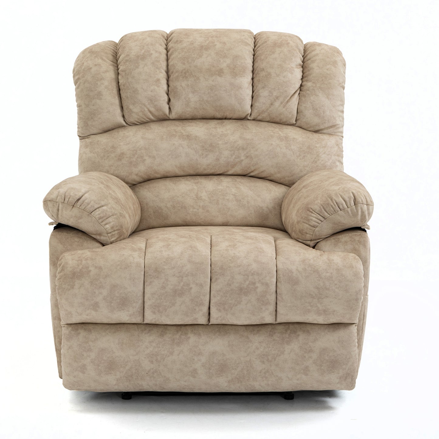 Large Beige Fabric Recliner Chair with Manual Control for Maximum Comfort in the Living Room