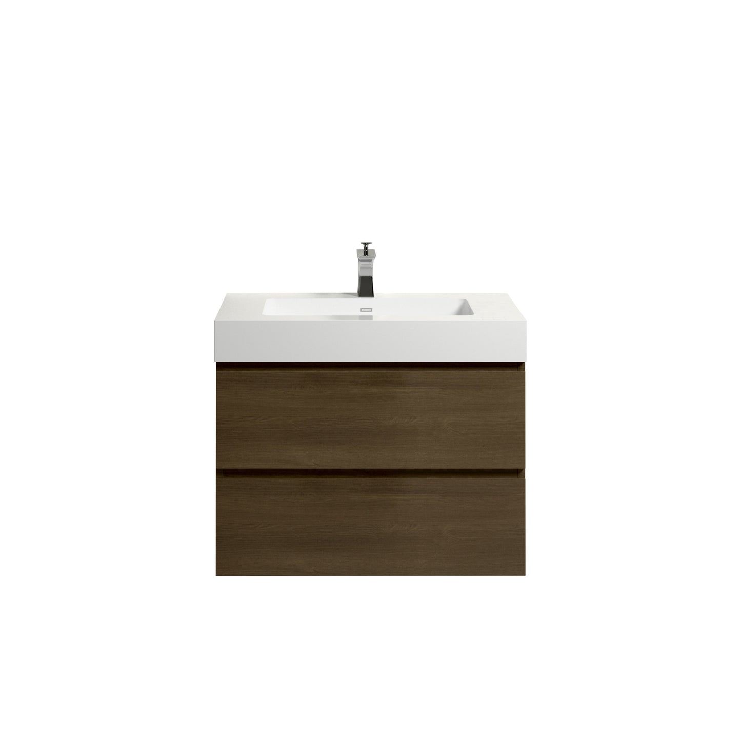 Alice-30W-111,Wall mount cabinet WITHOUT basin,Dark oak color,With two drawers