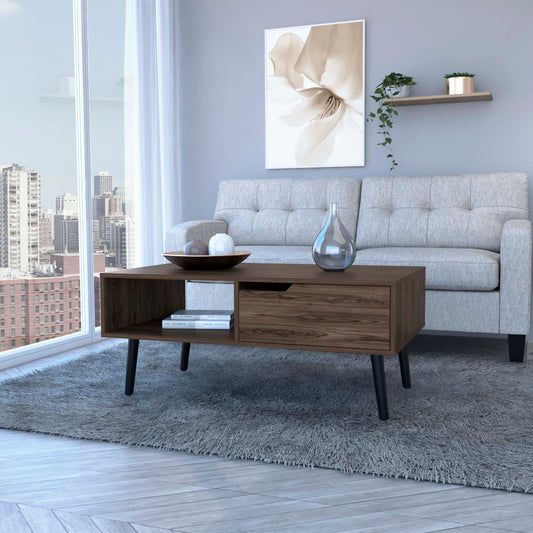 Sophisticated Dark Walnut Coffee Table - Elegant Design, Sturdy Build