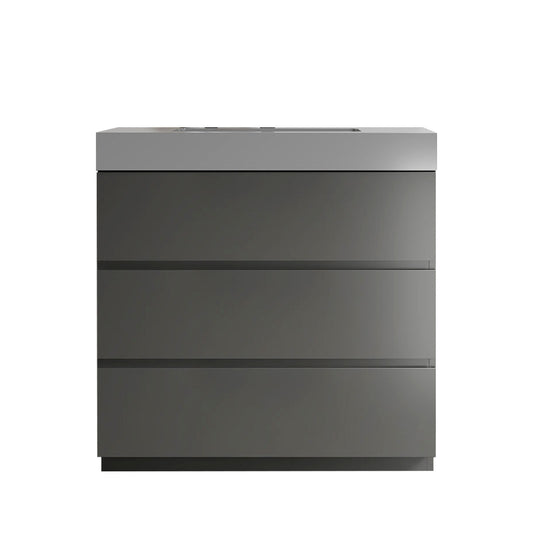 Alice-36F-102,Floor cabinet WITHOUT basin,Gray color,With three drawers