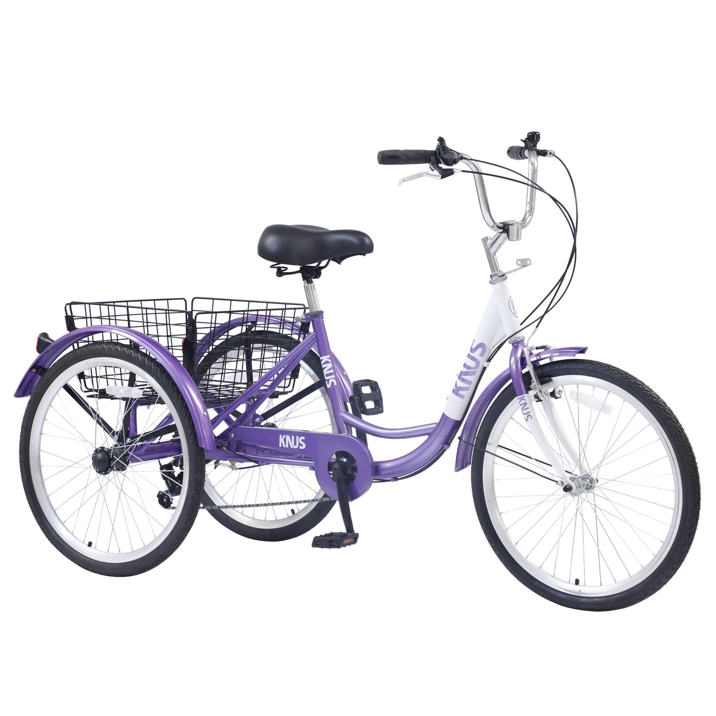 Adult Tricycle Trikes,3-Wheel Bikes,24 Inch Wheels 7 Speed Cruiser Bicycles with Large Shopping Basket for Women and Men