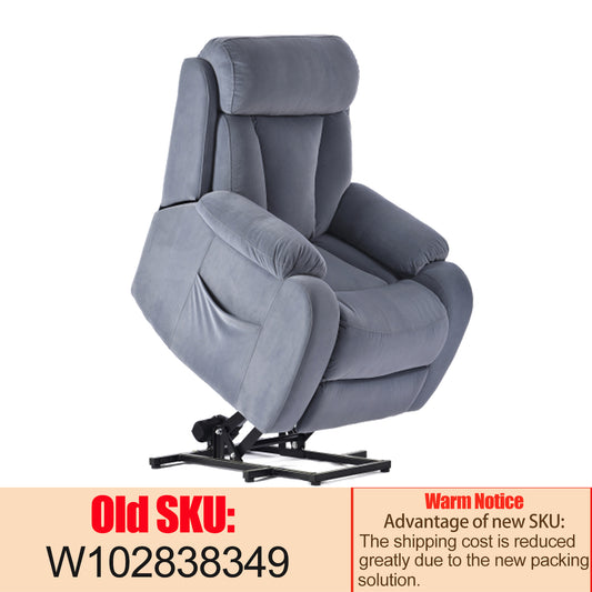 Comfort Plus Power Lift Chair Recliner with Adjustable Remote Control - Light Blue Australia Cashmere Fabric