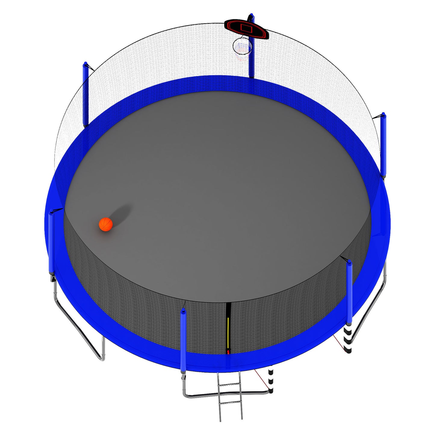 16FT Trampoline with Basketball Hoop pump and Ladder(Inner Safety Enclosure) with soccer goal blue