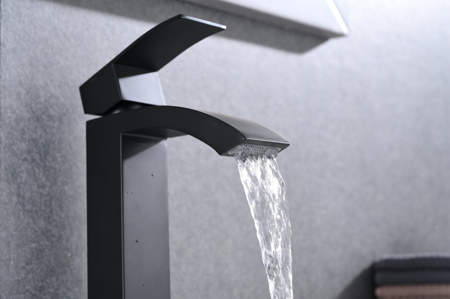 Waterfall Bathroom Faucet with Single Handle Control and Large Rectangular Spout