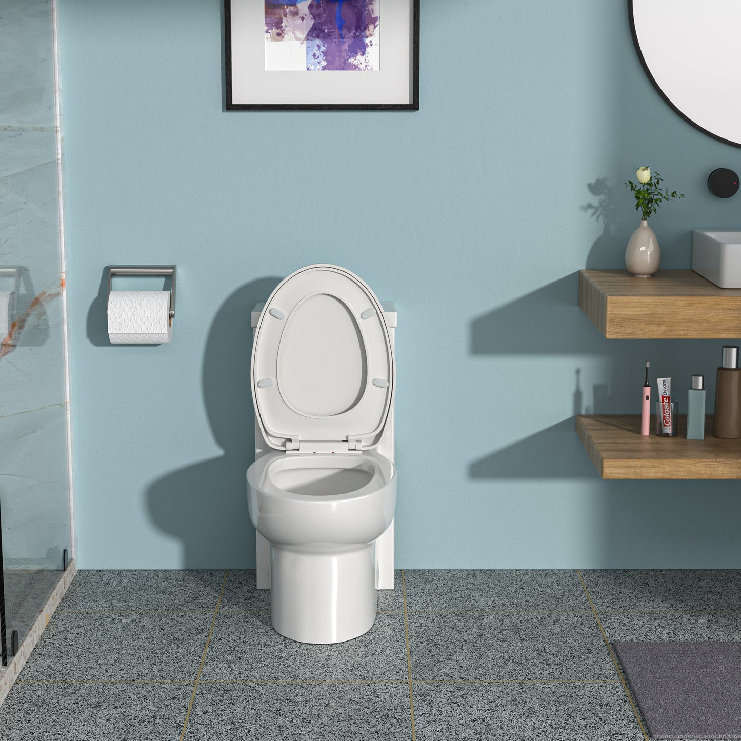 Ceramic One Piece Toilet,Dual Flush with Soft Clsoing Seat