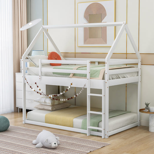 House Shaped Twin over Twin Low Bunk Bed