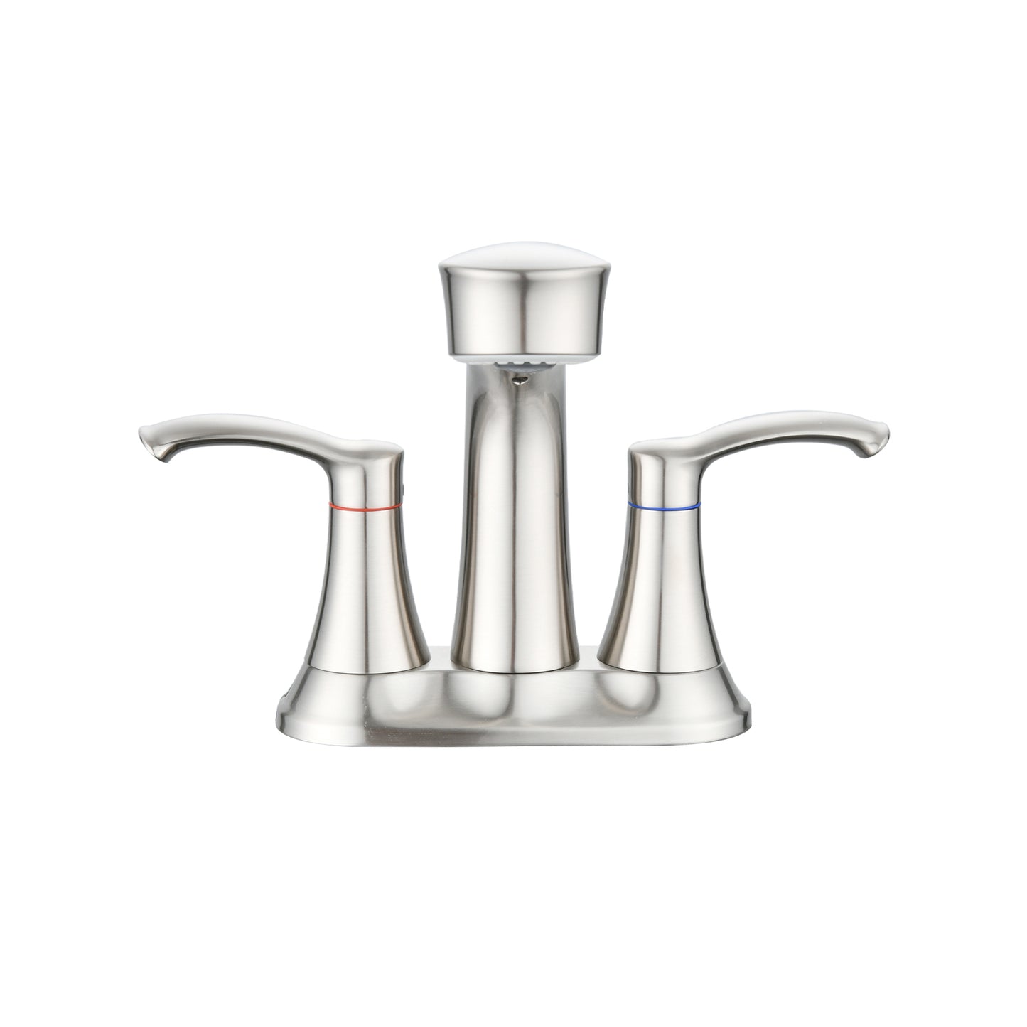 Bathroom Sink Faucet Set with Pull Down Sprayer and 2 Handles - Brushed Nickel Stainless Steel