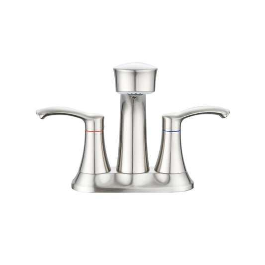 Bathroom Sink Faucet Set with Pull Down Sprayer and 2 Handles - Brushed Nickel Stainless Steel