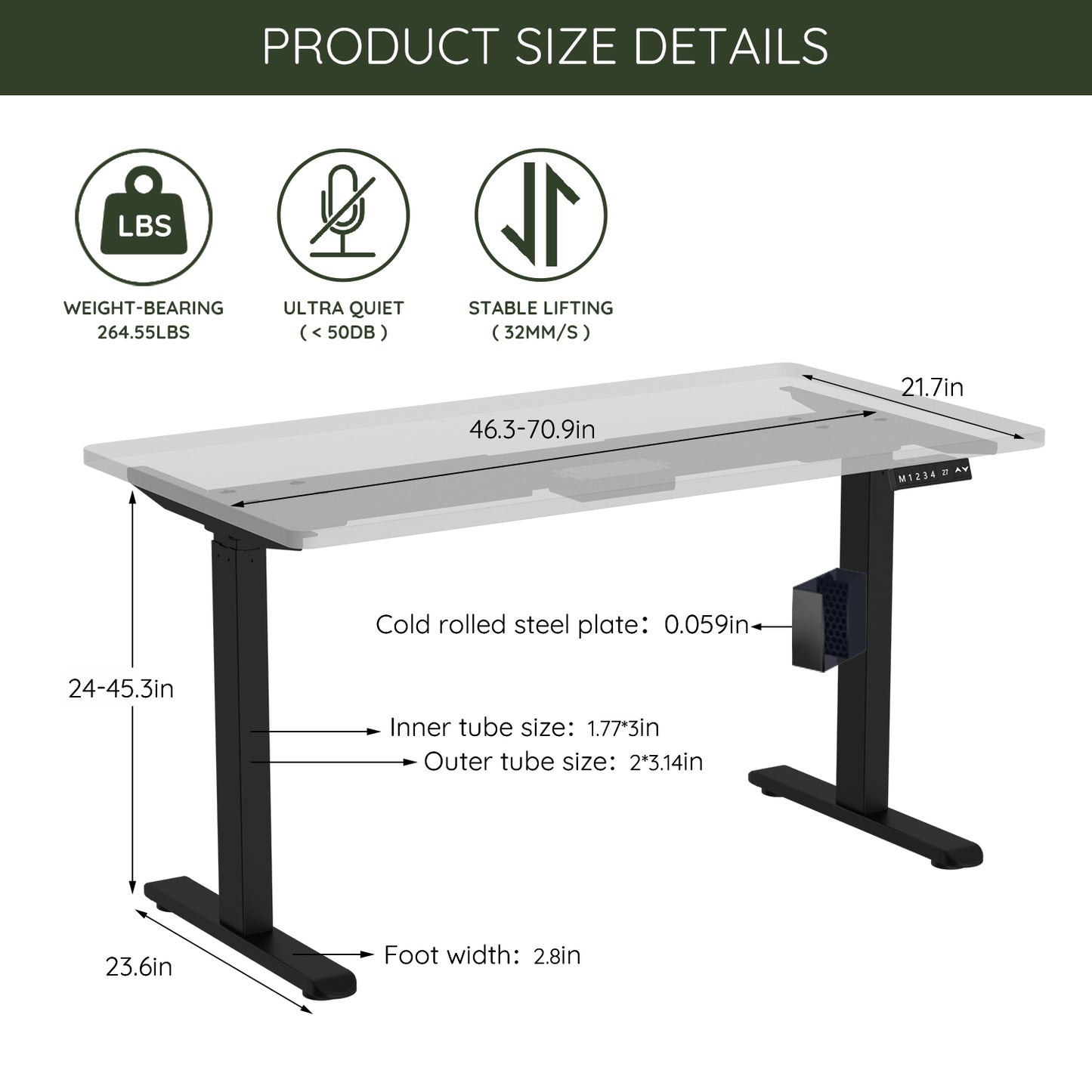 ErGear Adjustable Electric Standing Desk Frame with Dual Motors and Height Adjustment - Ergonomic Workplace Upgrade