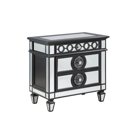 Varian II Nightstand in Black Velvet & Sliver FINISH BD00585