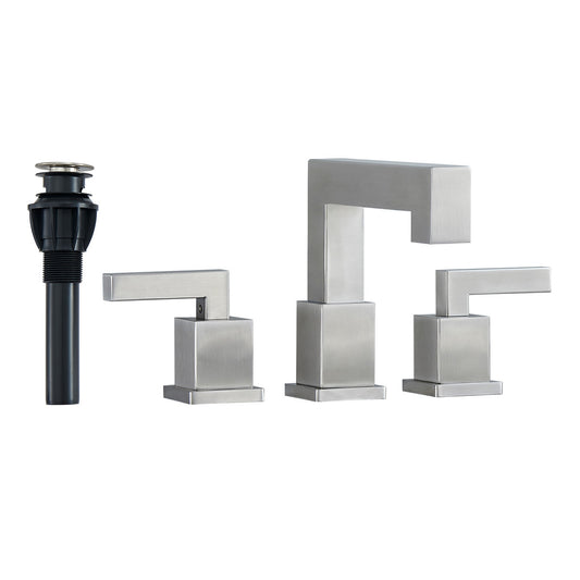 Elegant Brushed Nickel Waterfall Bathroom Faucet with 2 Handles