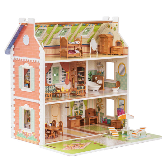 Vintage Washington Period Inspired Wooden Dollhouse for Kids