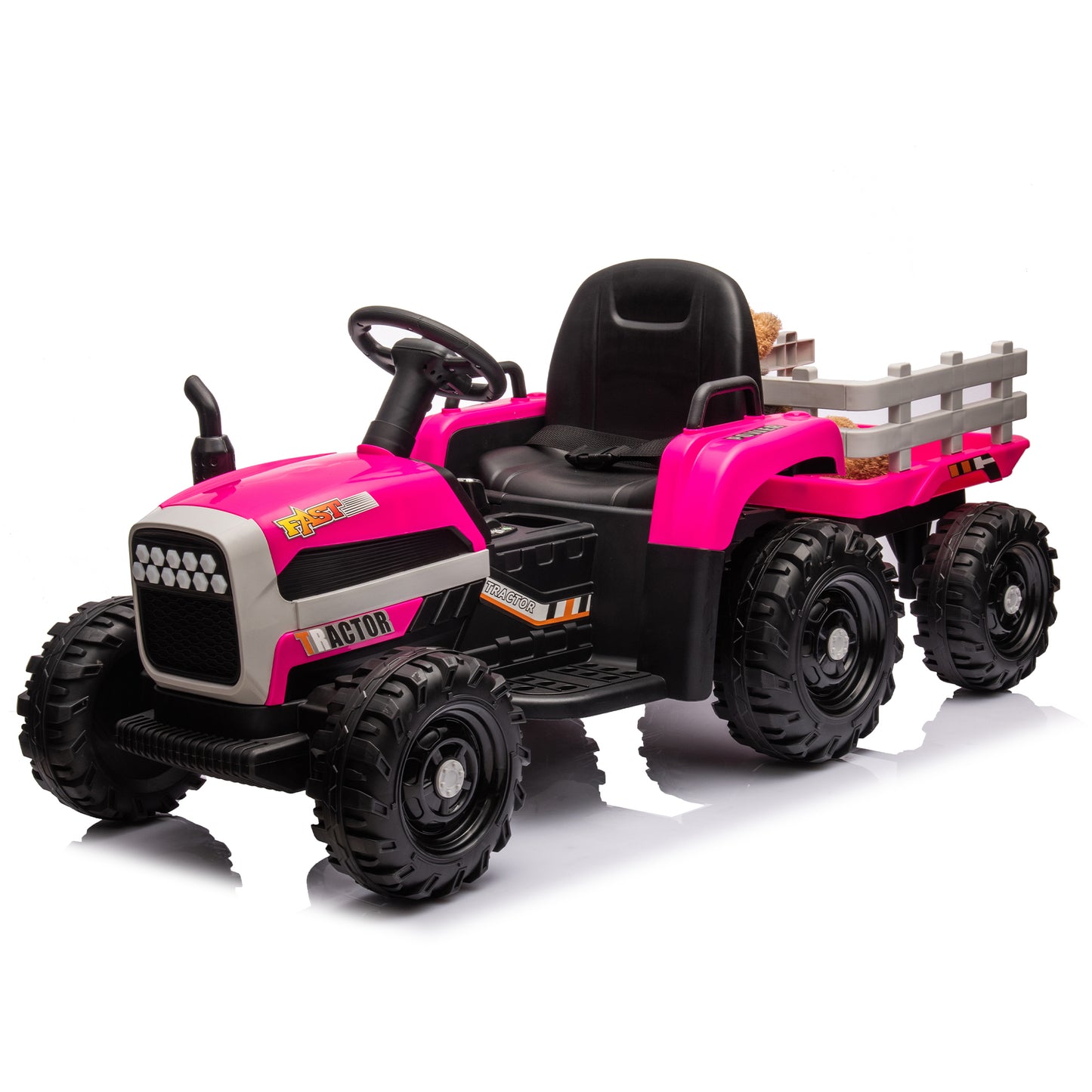 Electric Ride-On Tractor with Remote Control and Realistic Farm Experience, 12V Battery Powered Toy with Two-Speed Control and Safety Features