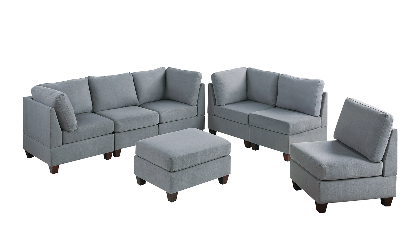 Modern Gray 7-Piece Modular Sofa Set