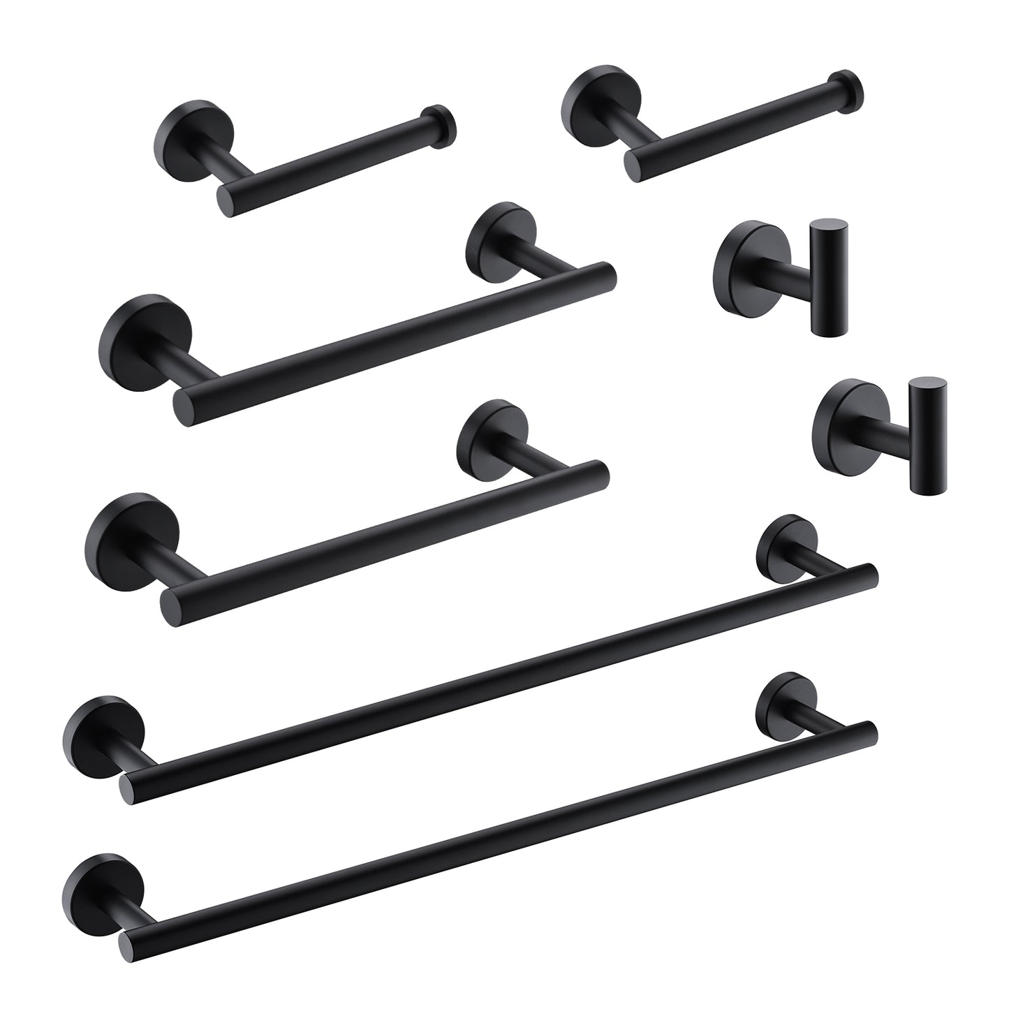 Sleek 8-Piece Modern Matte Black Bathroom Accessory Set