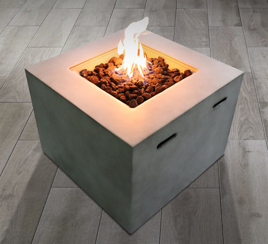 24'' H x 30'' W Modern Gray Concrete Outdoor Fire Pit by Living Source International
